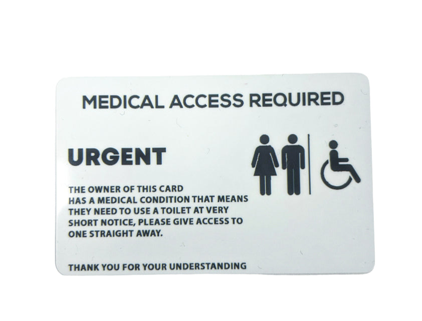 White MEDICAL ACCESS CARD, to request urgent use of toilet (bladder / bowel condition)
