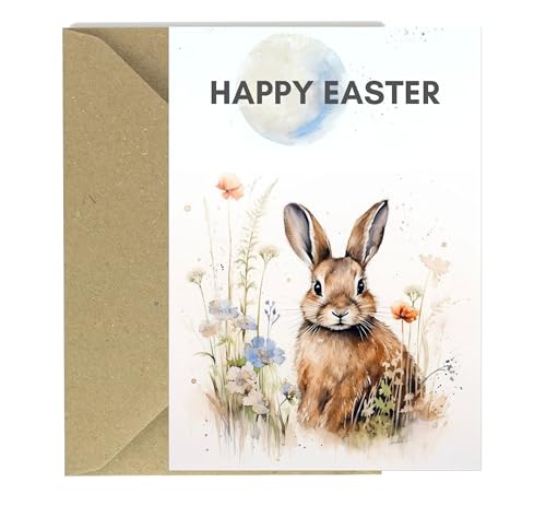 Bunny Rabbit in Wildflowers Easter Greetings Card