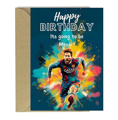 Messi Paint Splash Football Birthday Card A5 - Cards And Tags UK Ltd #
