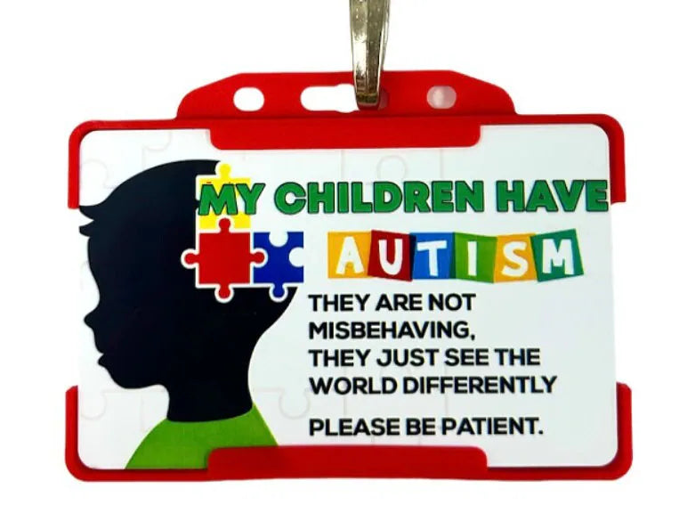 My Children have Autism Awareness Card with Cardholder & Lanyard