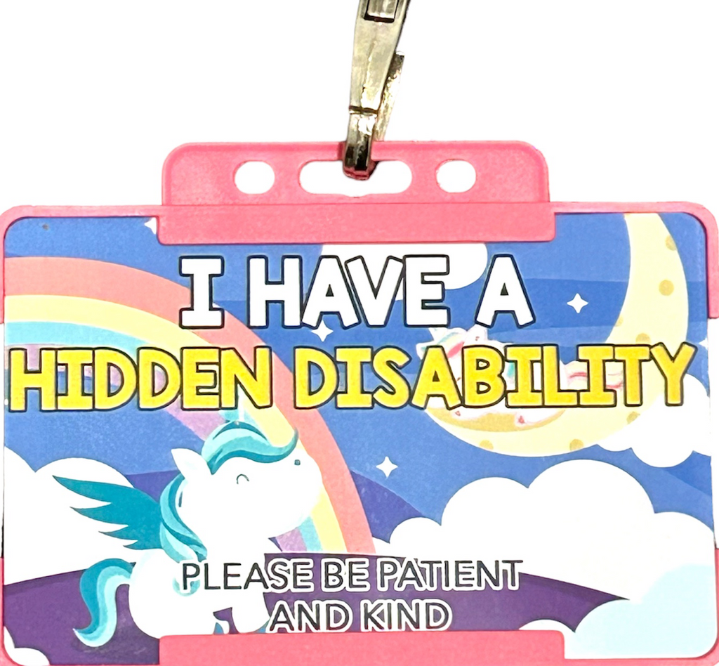 Unicorn Hidden Health Condition Disability Awareness Pink Lanyard And Card