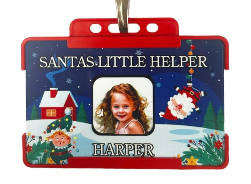 Santas Little Helper ID Card, Children, Christmas - Personalised Name And photo
