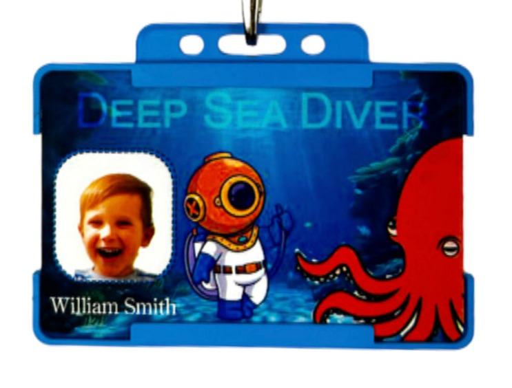Children / Child Deep Sea Diver Roleplay ID Card With Lanyard - Personalised Name And photo