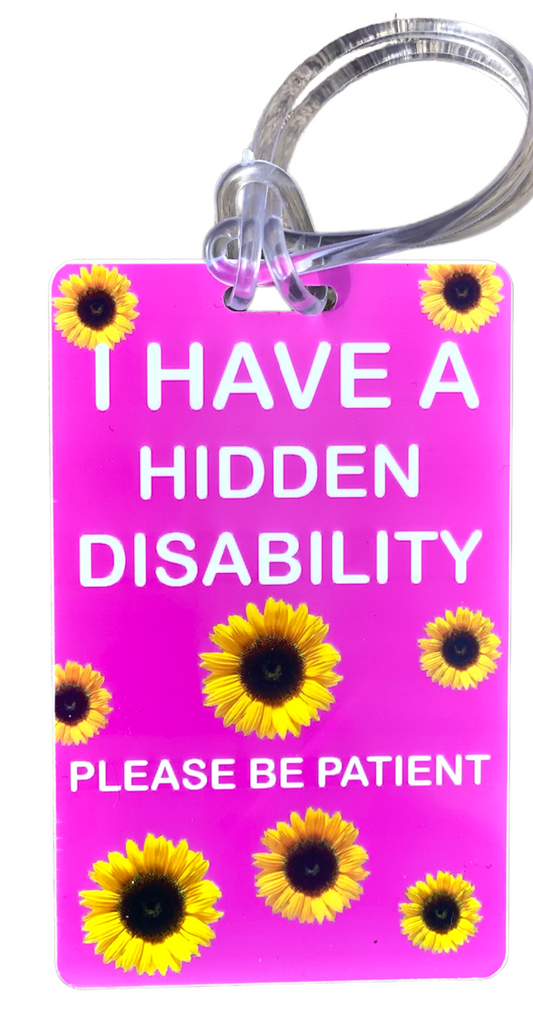 Hidden Health Condition Disability Awareness Card For Bag In Pink Colour