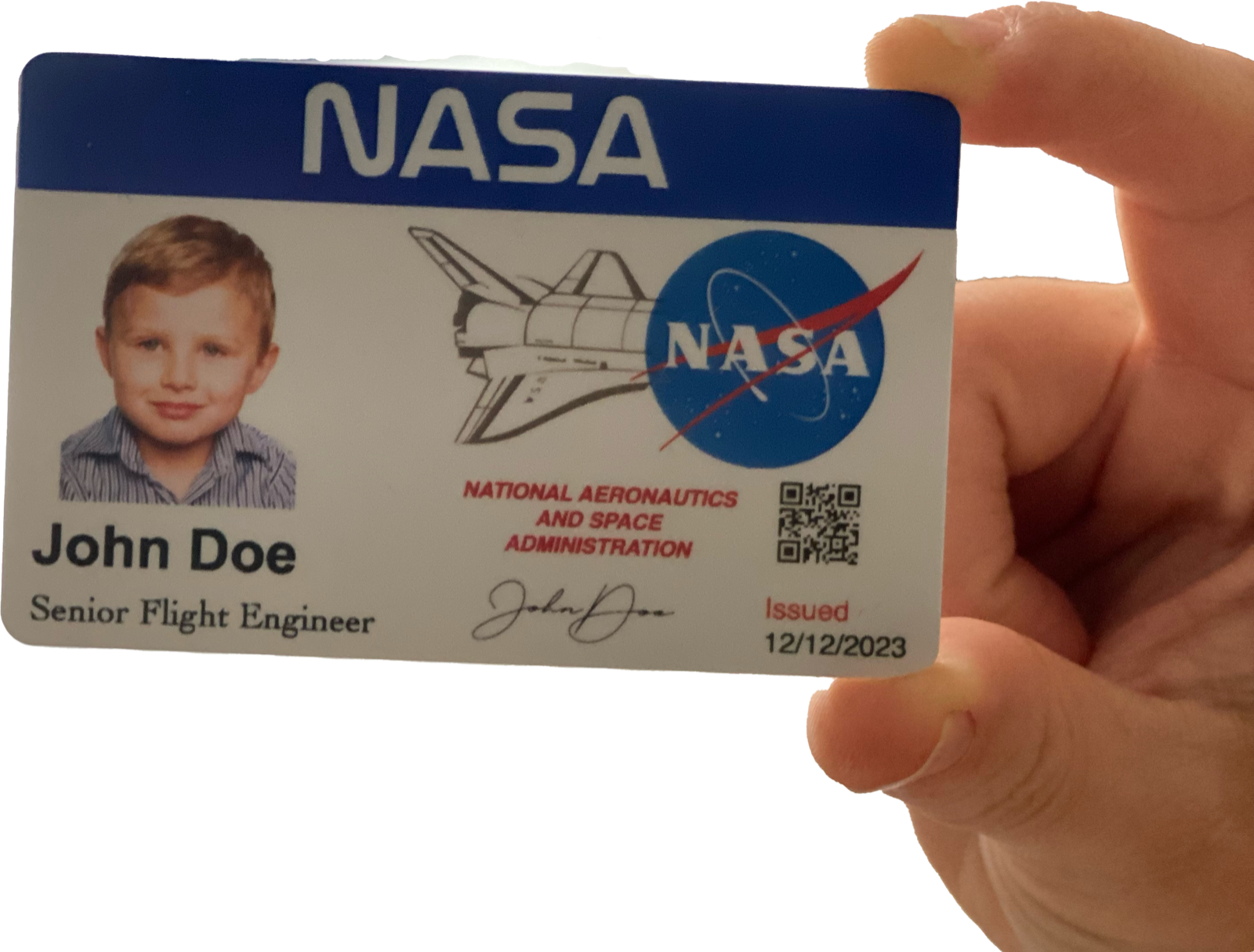 Novelty Nasa ID card - Space Man - Personalised with Name and Photo ...