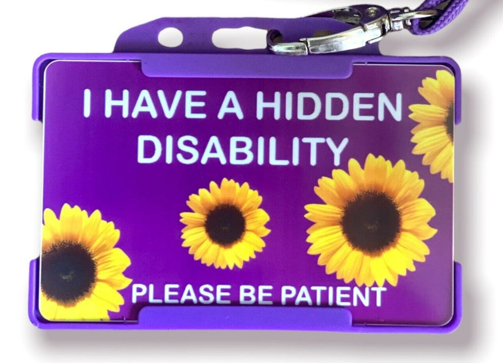 Purple Sunflower Hidden Health Condition Awareness Card and Purple Lanyard