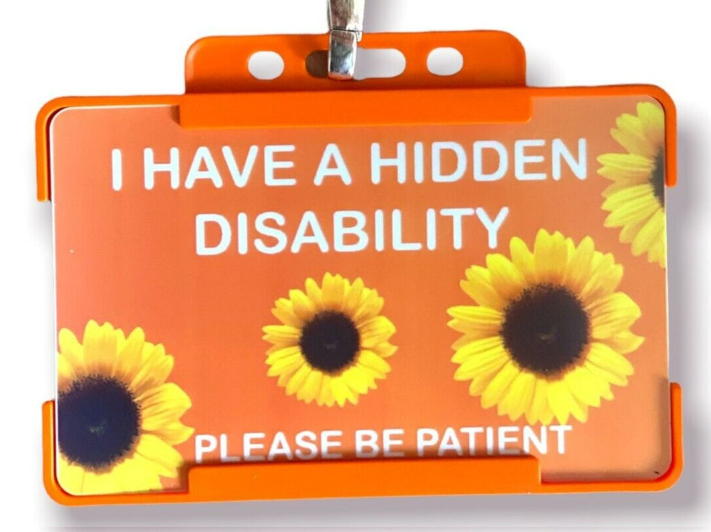 Orange Sunflower Hidden Health Condition Disability Awareness Card and Orange Lanyard
