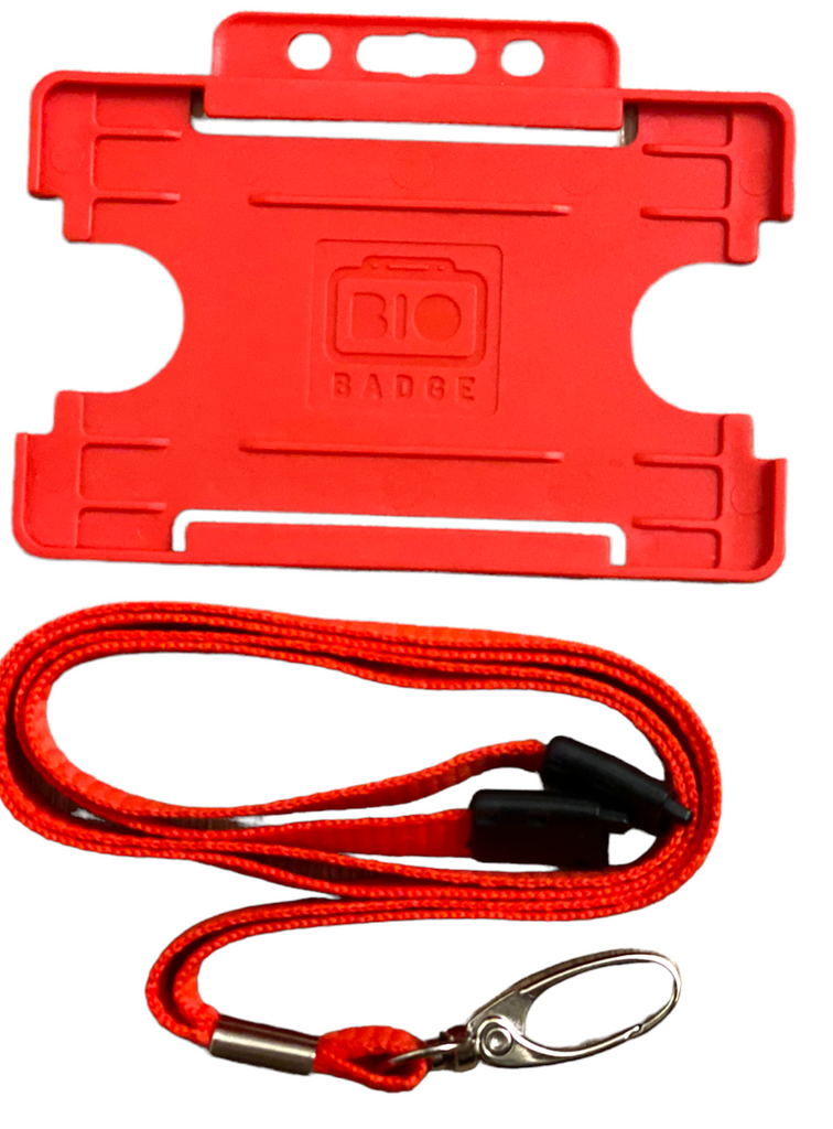 Red ID Neck Strap Cord Clip Lanyard & Card Badge Tag Work Pass Holder