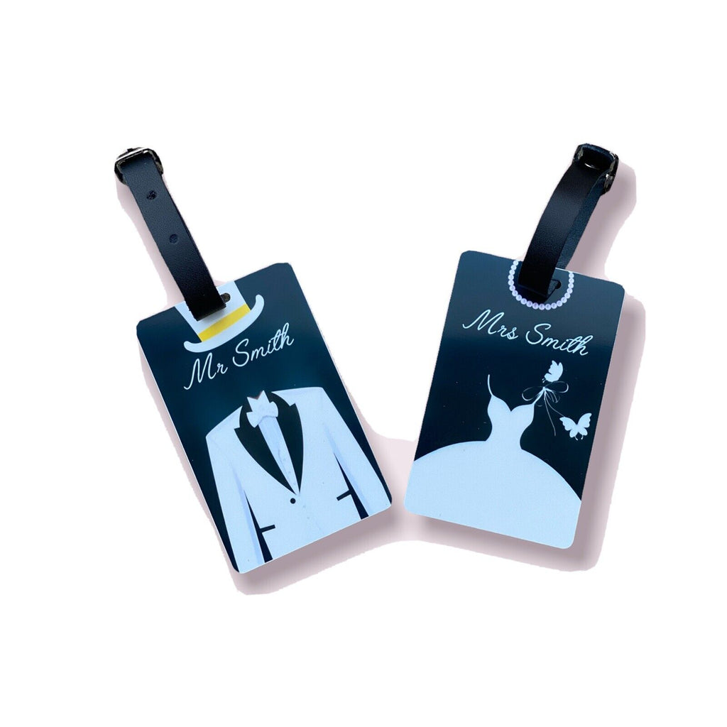 Customised His & Hers Luggage Tags, Wedding Gift / Wedding Favor. Just Married