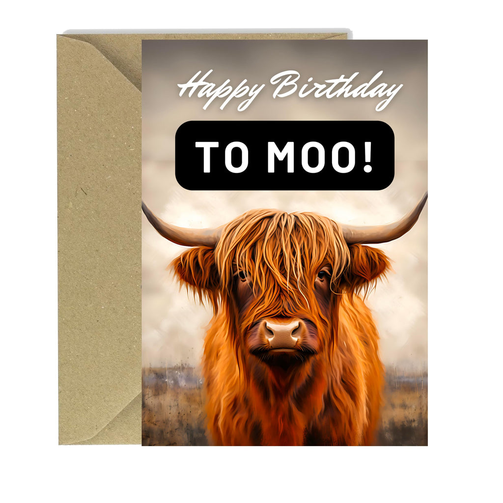Cards Brown Solo Highland Cow Funny Greeting For Birthdays With Envelope A5 Size - Cards And Tags UK Ltd #