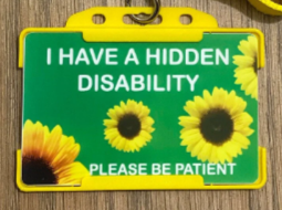 Green Sunflower Hidden Health Condition Disability Awareness Card And Lanyard